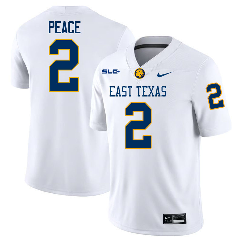 East Texas A&M Lions #2 Ron Peace College Football Jerseys,Uniforms-White